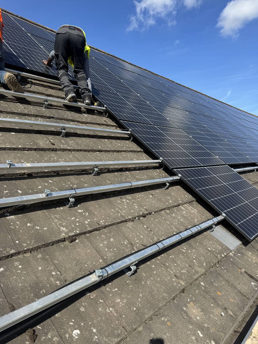 Solar panels on a pitched roof